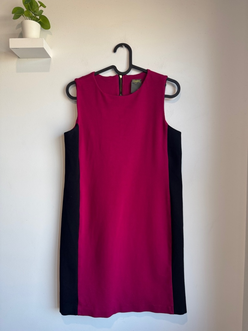 Taylor Sleeveless Colorblock Mini Dress in Magenta and Black